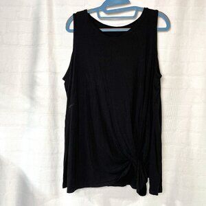 Women's Twenty Ten Black Cold Shoulder Shirt with Front Knot, Size Large